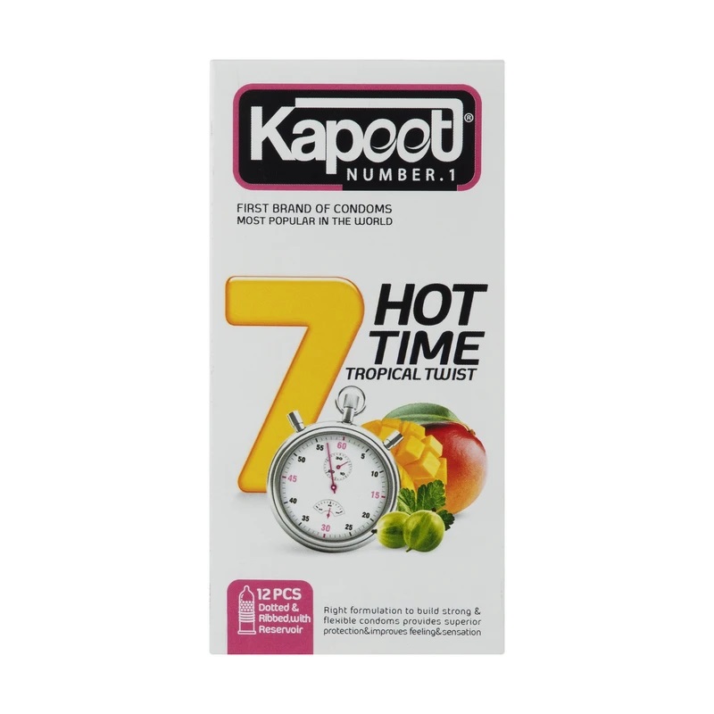 کاندوم ترکیبی تاخیری کاپوت مدل 7 hot Time بسته 12 عددی