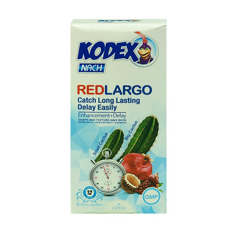 کاندوم کدکس مدل RED LARGO بزرگ کننده + تاخیری بسته 12 عددی